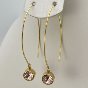 SK Stephanie Kofmehl Earrings 10K Gold Plated Champagne Cubic Zirconia Dangle